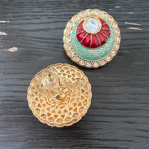 Kundan oversized studs excellent quality - Picture 5 of 7